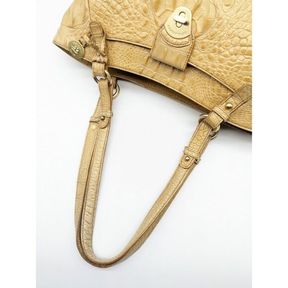 BRAHMIN Collette croc embossed leather satchel shoulder bag - Vanilla/Beige - Picture 7 of 14
